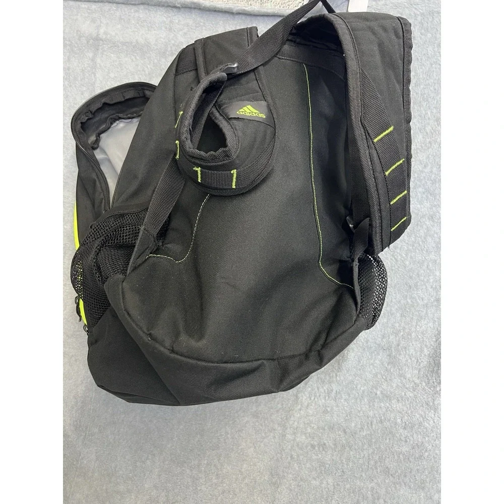 Adidas Backpack Black Neon Lime Green Mesh Pockets Padded Straps Sports School